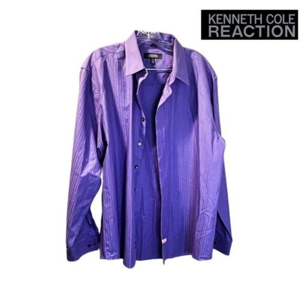 Kenneth Cole Reaction Men's Dress Shirt Slim Fit‎ Button Up Long Sleeve Shirt